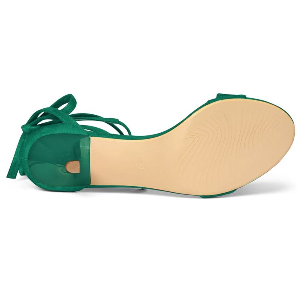 Open Toe Kitten Heel Lace Up Dress Sandals Candy Green - Picture 5 of 7